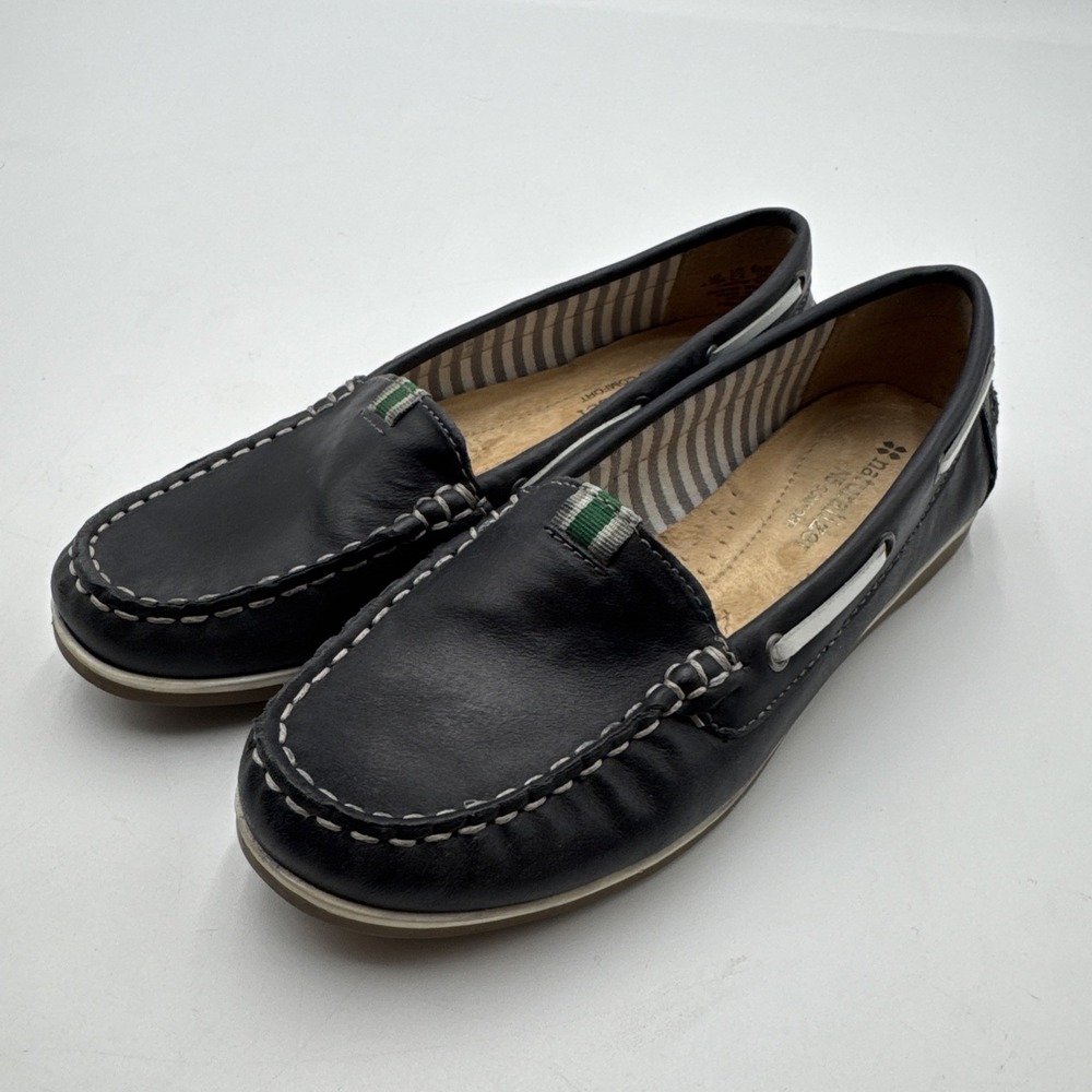 Natural Soul by Naturalizer women’s 4.5M Slip On Loafers Blue Leather Comfort